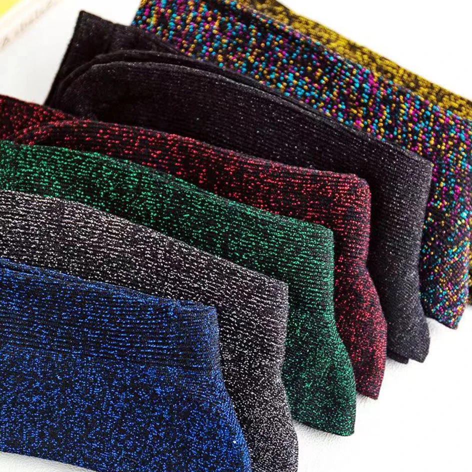 Winter Glitter Socks Women Fashion Filigree Loose Socks Shiny Gold Silver Silk Stockings Female Autumn Bright Silk Sequin Socks
Winter Glitter Socks Women Fashion Filigree Loose Socks Shiny Gold Silver Silk Stockings Female Autumn Bright Silk Sequin Socks
