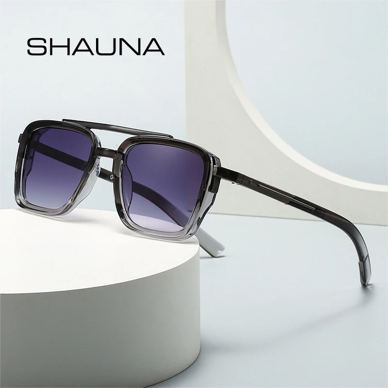 SHAUNA Retro Double Bridges Square Rivets Men Sunglasses Shades UV400 Fashion Women Gray Gradient Sun Glasses
SHAUNA Retro Double Bridges Square Rivets Men Sunglasses Shades UV400 Fashion Women Gray Gradient Sun Glasses