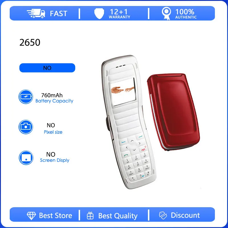Refurbished Original 2650 2G Single Sim Unlocked Mobile Phone English Keyboard Made in Finland Only Support English
Refurbished Original 2650 2G Single Sim Unlocked Mobile Phone English Keyboard Made in Finland Only Support English