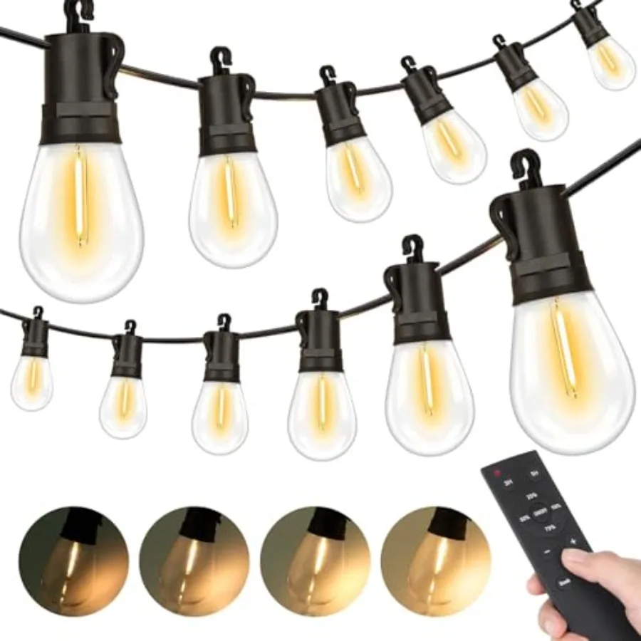 LED Outdoor String Lights, 150Feet Waterproof Patio Light with Remote and 48 Shatterproof Dimmable S14 Edison Bulbs 3 Spare,3 M
LED Outdoor String Lights, 150Feet Waterproof Patio Light with Remote and 48 Shatterproof Dimmable S14 Edison Bulbs 3 Spare,3 M