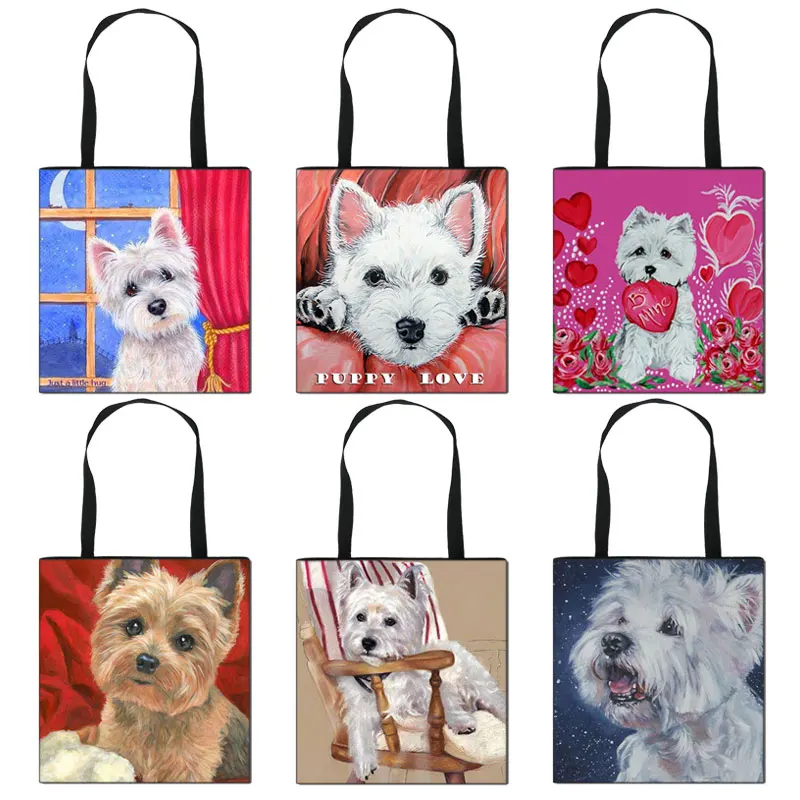 Cute Westie Dog Painting Tote Bags Women Fashion Handbag Girls Shoulder Bags for Travel Ladies Shopping Bag Gift
Cute Westie Dog Painting Tote Bags Women Fashion Handbag Girls Shoulder Bags for Travel Ladies Shopping Bag Gift