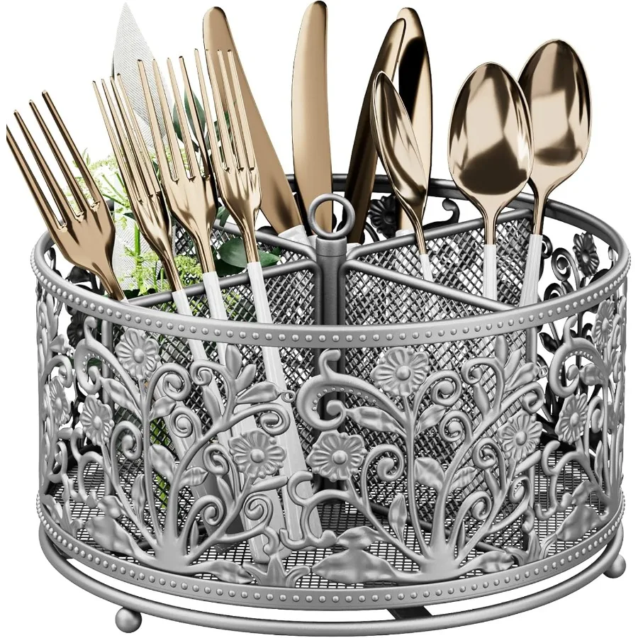 360 Rotating Utensil Caddy Silverware Cutlery Caddy Holder with 4 Compartment Metal Flatware Organizer Countertop with Handle f
360 Rotating Utensil Caddy Silverware Cutlery Caddy Holder with 4 Compartment Metal Flatware Organizer Countertop with Handle f