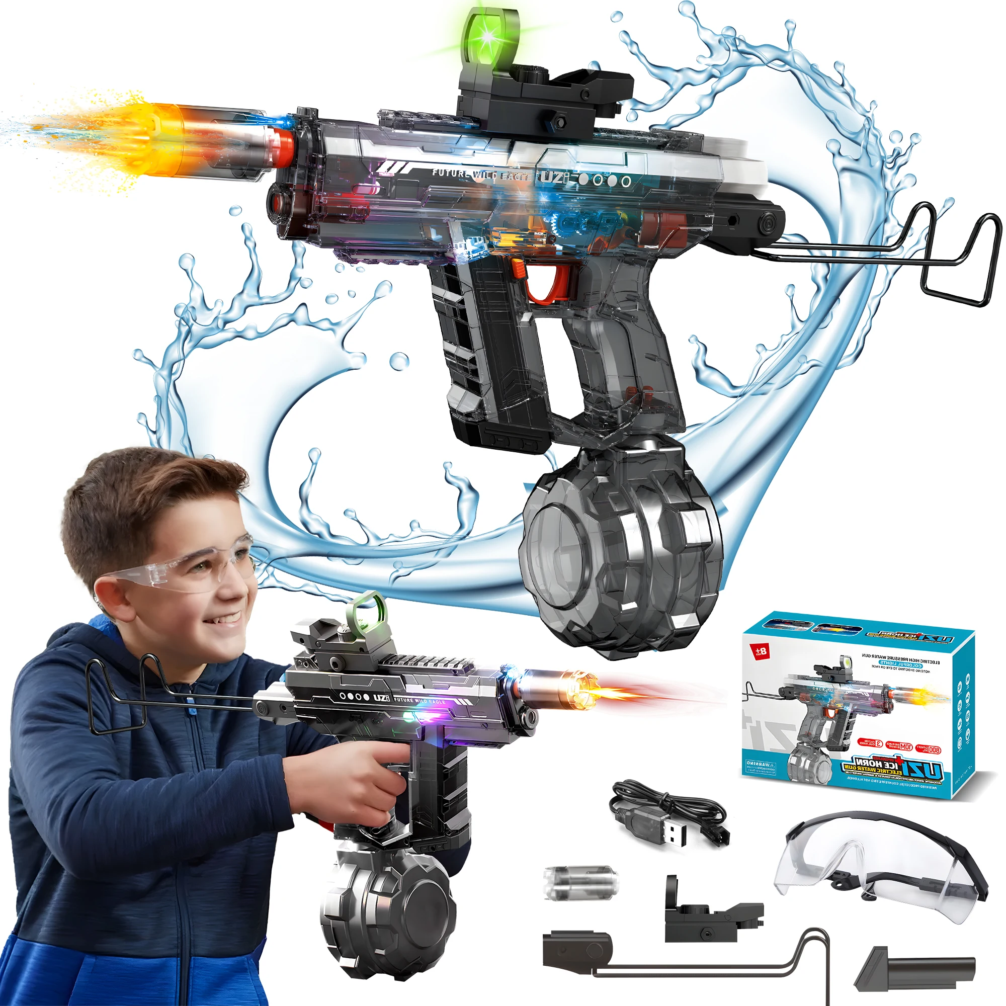 Powerful Electric Water Gun Automatic Manual Squirt Gun with LED Light Rechargeable Battery Powered Water Blaster 28-32 Ft Range Large Capacity Tank for Outdoor Pool Beach Battle Play
Powerful Electric Water Gun Automatic Manual Squirt Gun with LED Light Rechargeable Battery Powered Water Blaster 28-32 Ft Range Large Capacity Tank for Outdoor Pool Beach Battle Play