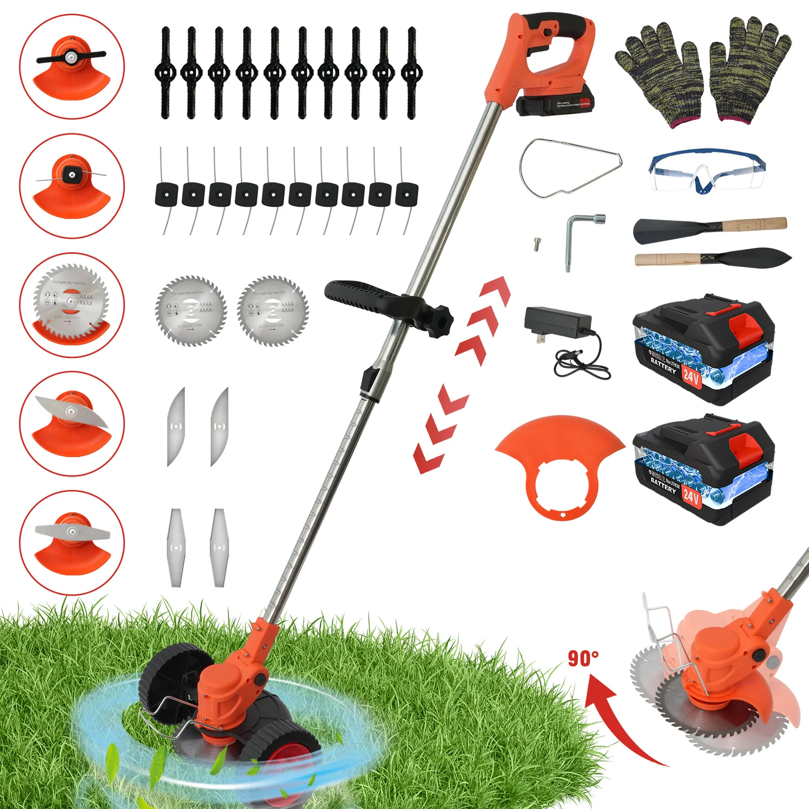 21V Electric Lawn Mower Cordless Grass Trimmer Garden Strimmers 3-in-1 Fodable 2x2.0Ah Batteries Power Tool for Lawn Garden Yard
21V Electric Lawn Mower Cordless Grass Trimmer Garden Strimmers 3-in-1 Fodable 2x2.0Ah Batteries Power Tool for Lawn Garden Yard