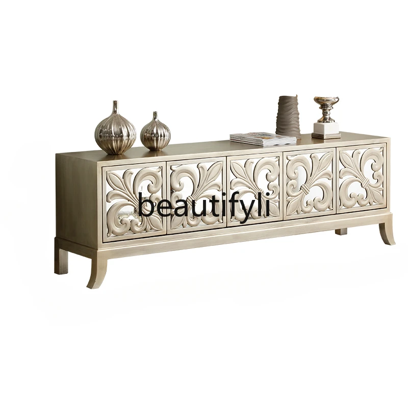 American coffee table TV cabinet light luxury high sense European living room retro low floor cabinet solid wood
American coffee table TV cabinet light luxury high sense European living room retro low floor cabinet solid wood
