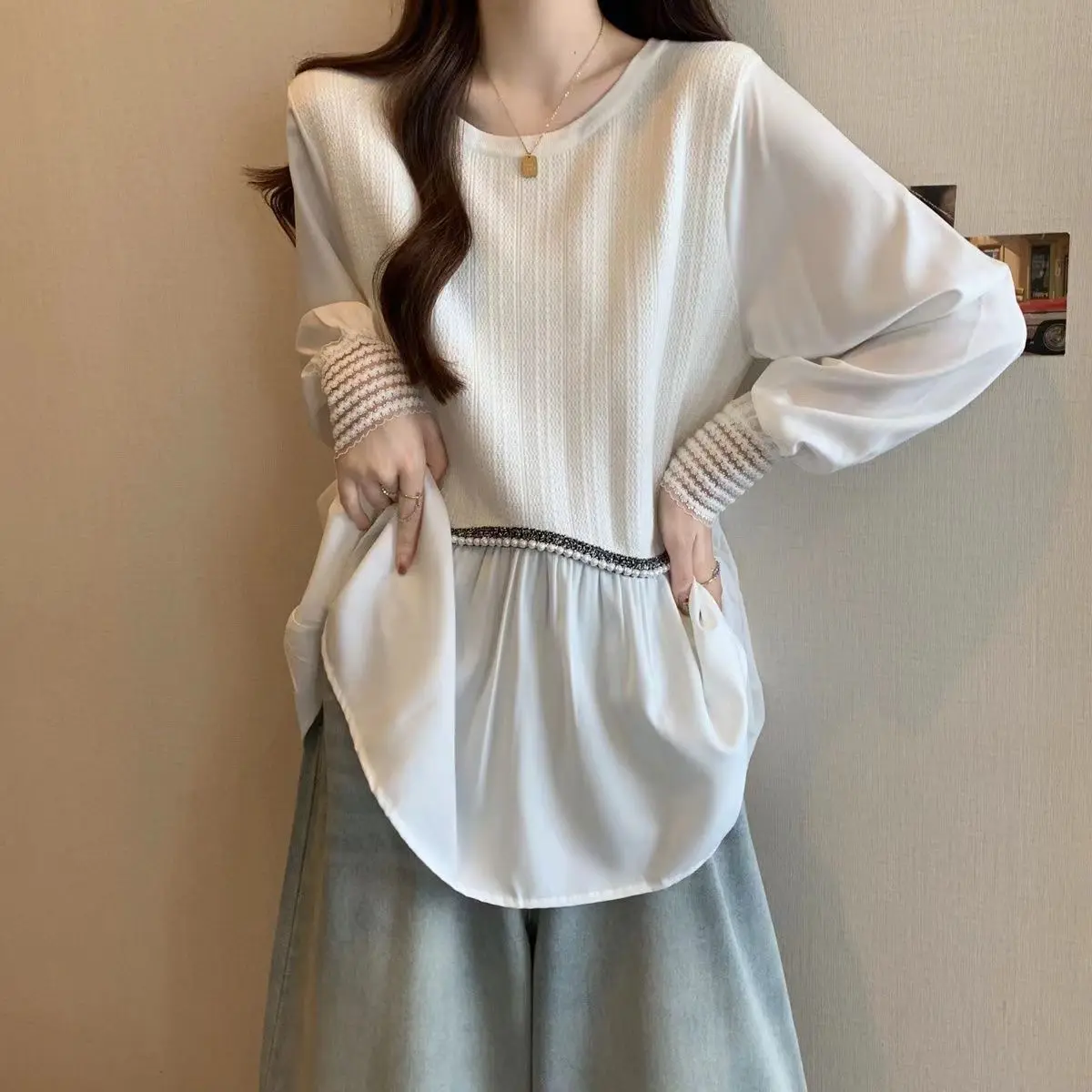 2024 New Summer Oversized High Waist Bohemian Loose Casual Korean Style Long Sleeve T-shirts for Women Splicing Chic Y2K Tops
2024 New Summer Oversized High Waist Bohemian Loose Casual Korean Style Long Sleeve T-shirts for Women Splicing Chic Y2K Tops