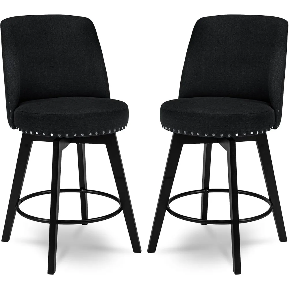 Counter Stools,26" 360 Free Swivel Full Back Upholstered Nail-Head Counter Height Bar Stools,Set of 2,Performance Fabric in Cha
Counter Stools,26" 360 Free Swivel Full Back Upholstered Nail-Head Counter Height Bar Stools,Set of 2,Performance Fabric in Cha