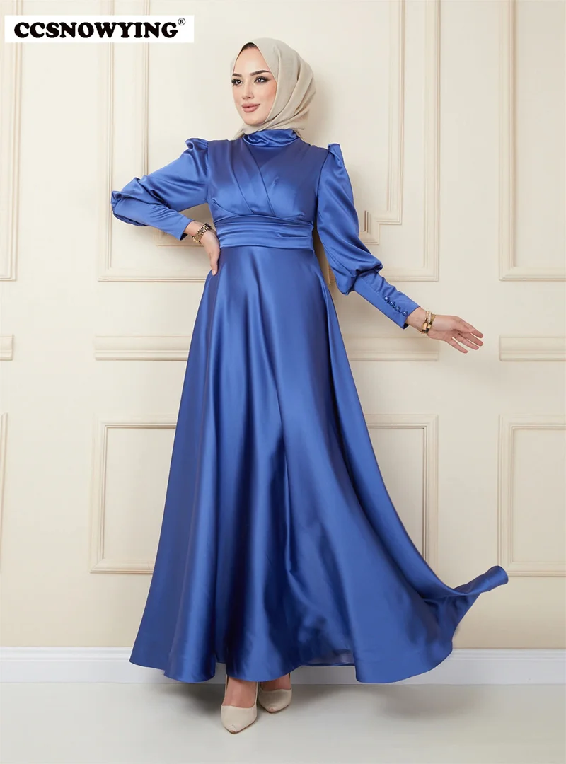 Simple Satin Muslim Evening Dresses Islamic Long Sleeve Hijab Formal Party Gown High Neck Arabic Kaftan Women Robe De Soirée
Simple Satin Muslim Evening Dresses Islamic Long Sleeve Hijab Formal Party Gown High Neck Arabic Kaftan Women Robe De Soirée