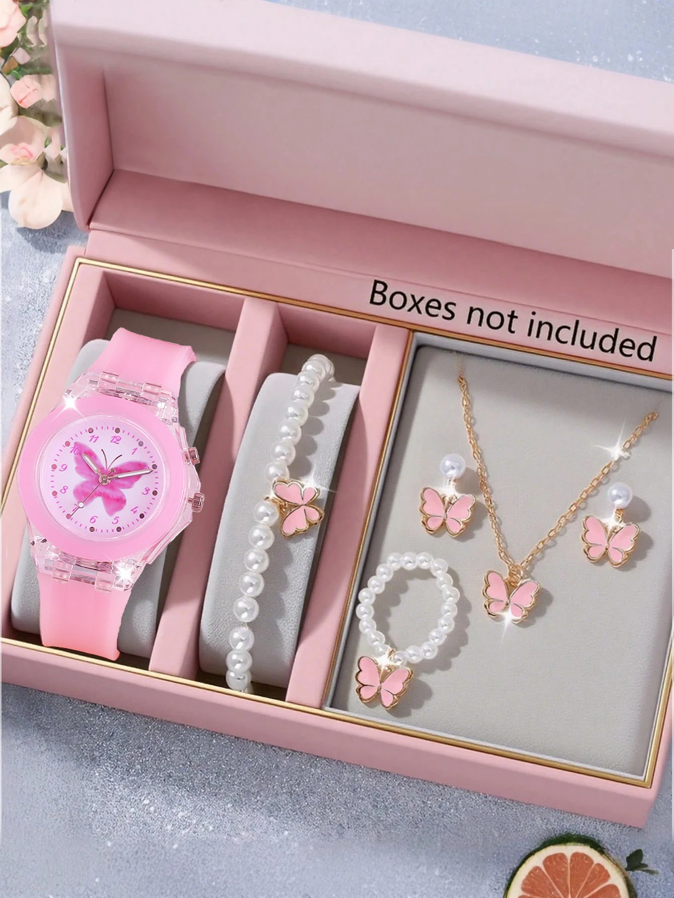 Детские кварцевые часы с бабочкой, комплект ювелирных изделий, подарок на день рождения без коробки, забавный и модный детский аксессуар
Детские кварцевые часы с бабочкой, комплект ювелирных изделий, подарок на день рождения без коробки, забавный и модный детский аксессуар