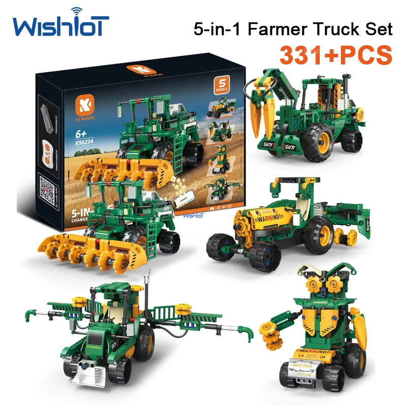 96234 331PCS 5 in 1 Farm Vehicle Building Kit STEM RC Tractor Toy with Remote Control Educational Gift for Kids Adults
96234 331PCS 5 in 1 Farm Vehicle Building Kit STEM RC Tractor Toy with Remote Control Educational Gift for Kids Adults