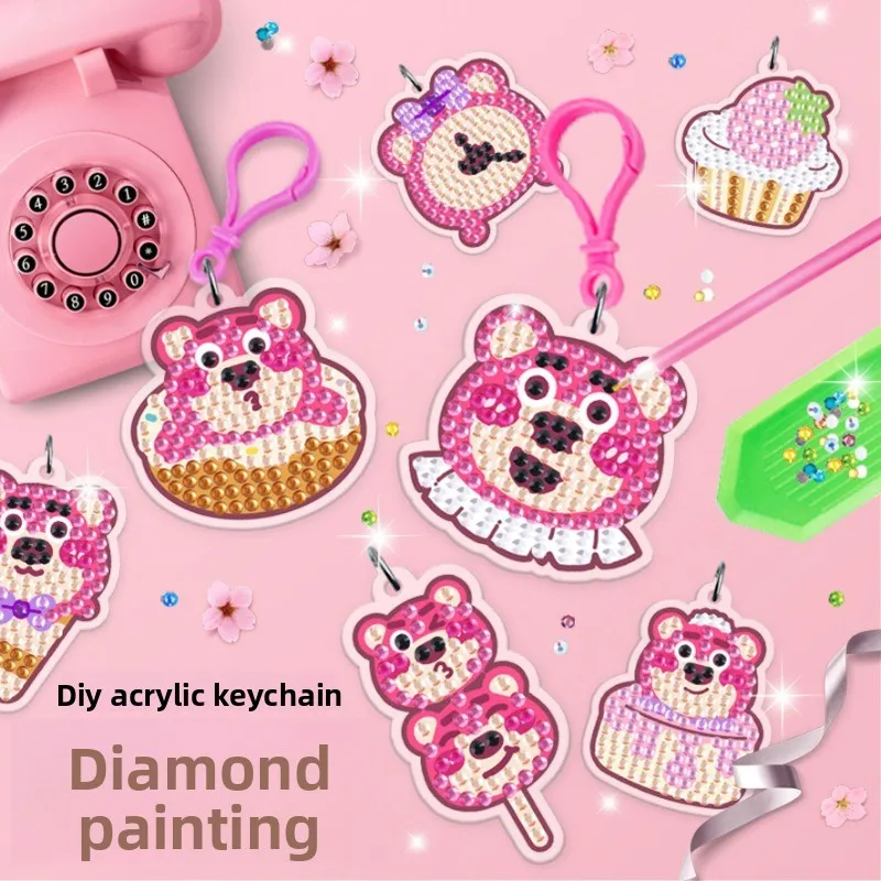 Trendy and Fashionable Strawberry Bear Pendant Bright Diamond DIY Handmade Point Diamond Diamond Painting Keychain
Trendy and Fashionable Strawberry Bear Pendant Bright Diamond DIY Handmade Point Diamond Diamond Painting Keychain