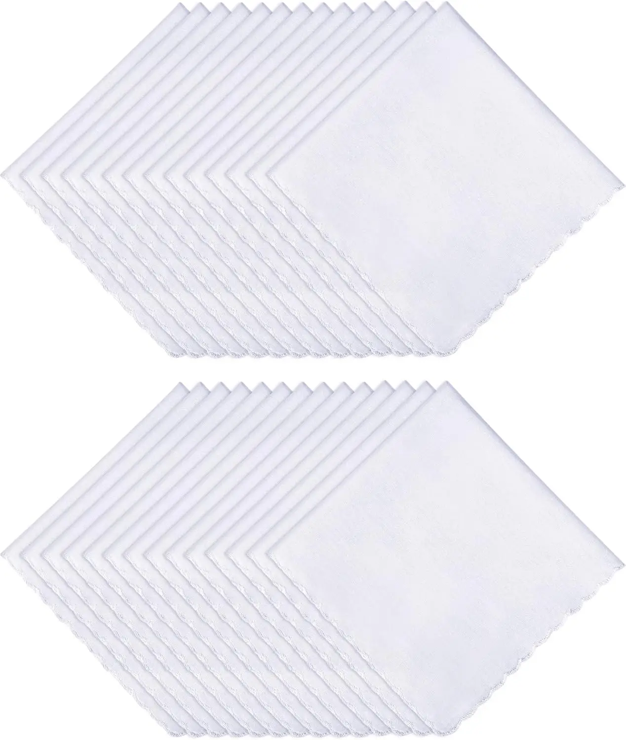 Bulk Cotton Hankies for Men Women, Scalloped White Handkerchiefs for Wedding Party Favor
Bulk Cotton Hankies for Men Women, Scalloped White Handkerchiefs for Wedding Party Favor