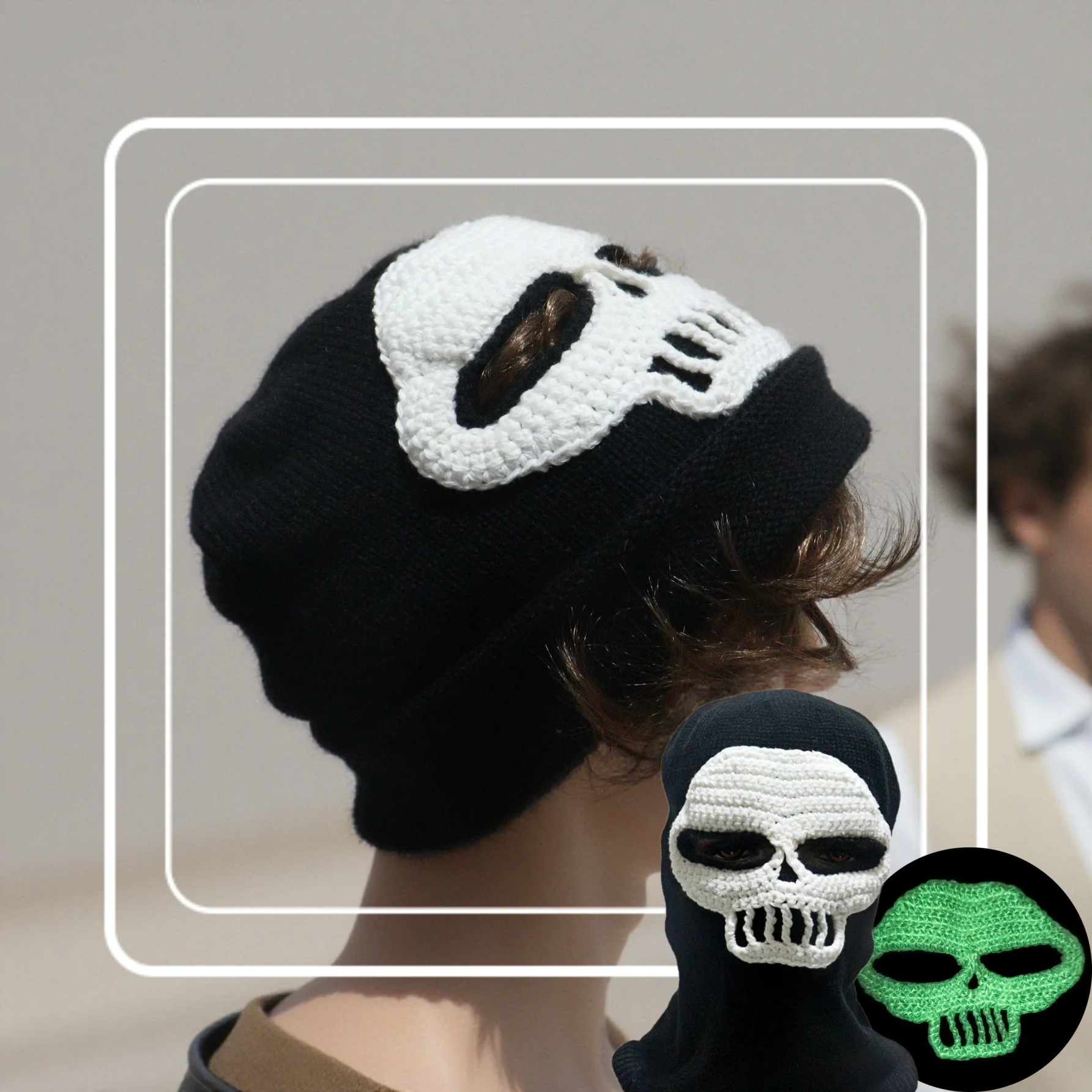 1-piece universal skull knitted hat that glows in the dark, Halloween party funny mask hat
1-piece universal skull knitted hat that glows in the dark, Halloween party funny mask hat