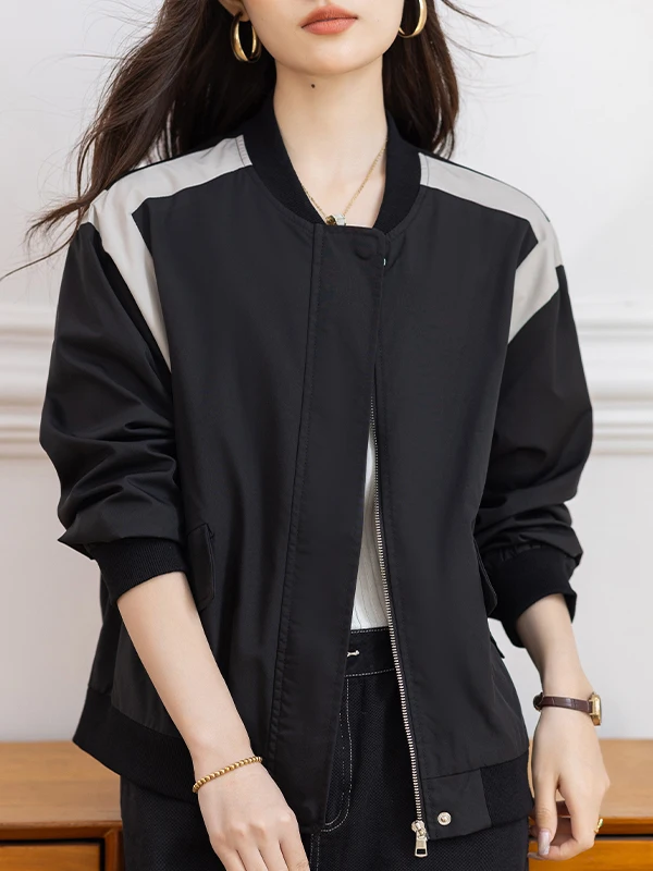 Retro Color Blo ort Jaet Large Size Women's Long Sve Zipper Stand Collar Casual Versatile Coat Cardigan Autumn Faion
Retro Color Blo ort Jaet Large Size Women's Long Sve Zipper Stand Collar Casual Versatile Coat Cardigan Autumn Faion