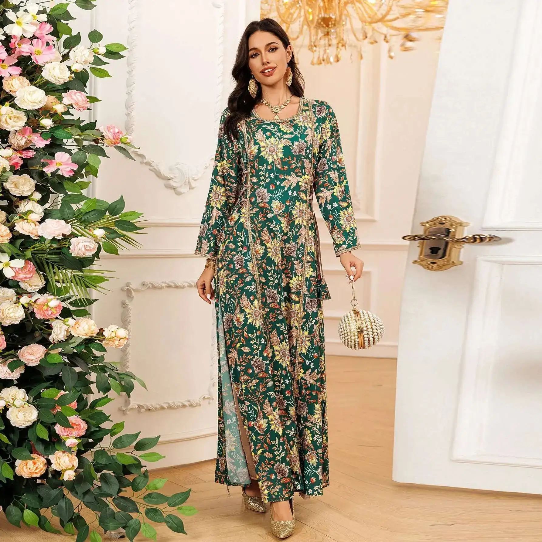 AB439 Muslim Women's Fashion Printed Robe Jalabiya Dubai Women's Diamond Set Clothing
AB439 Muslim Women's Fashion Printed Robe Jalabiya Dubai Women's Diamond Set Clothing