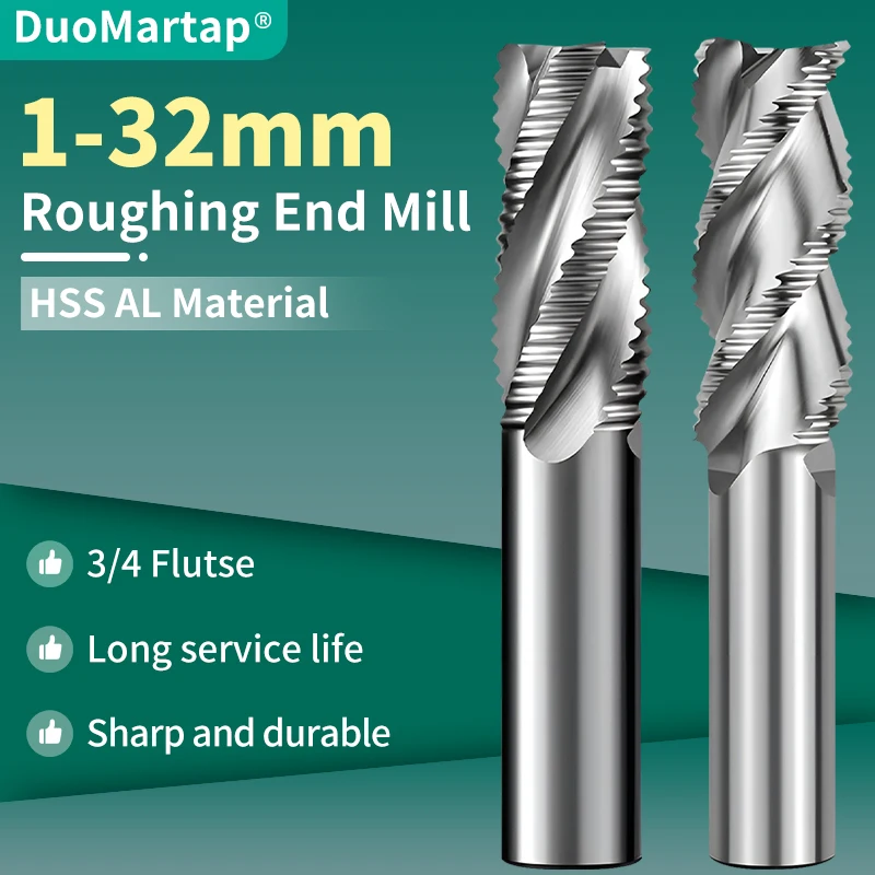 DUOMartap Roughing End Mills High Precision HSS AL Metal Cutter 1-32mm 3 4 Flutes Teeth Milling Tool
DUOMartap Roughing End Mills High Precision HSS AL Metal Cutter 1-32mm 3 4 Flutes Teeth Milling Tool