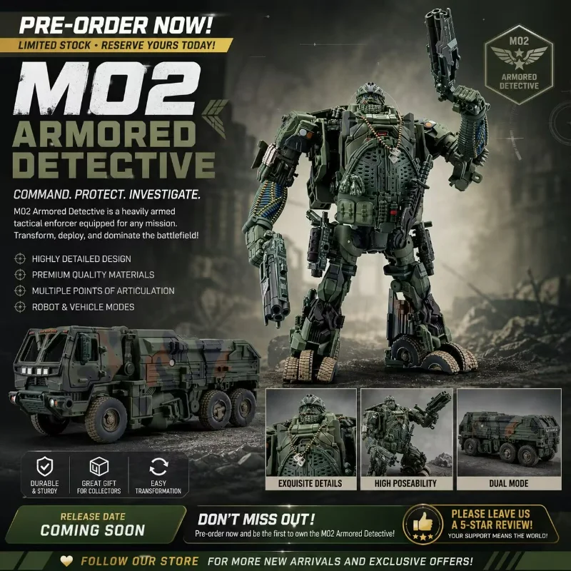 New Product Pre-sale Deformation Toy M02 Inspector Revised Version Movie Transformation 4 Armored Combat Vehicle Collection
New Product Pre-sale Deformation Toy M02 Inspector Revised Version Movie Transformation 4 Armored Combat Vehicle Collection