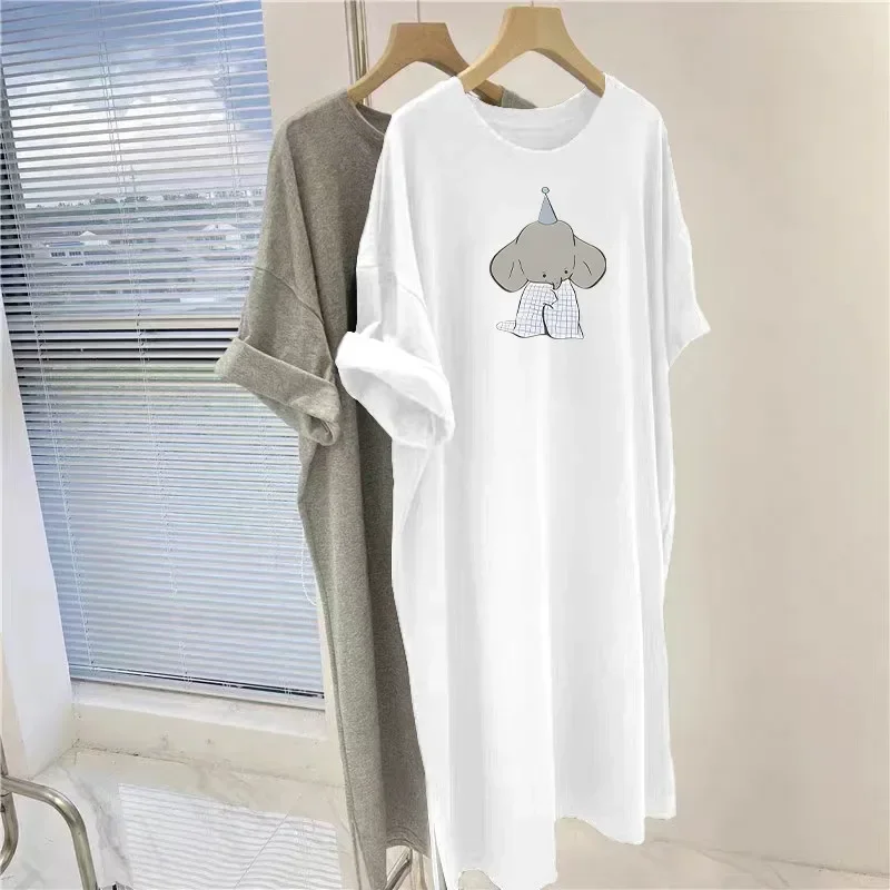 Summer Retro European and American Cartoon Elephant Printed with Loose Round Neck Large Size Women's Dress
Summer Retro European and American Cartoon Elephant Printed with Loose Round Neck Large Size Women's Dress