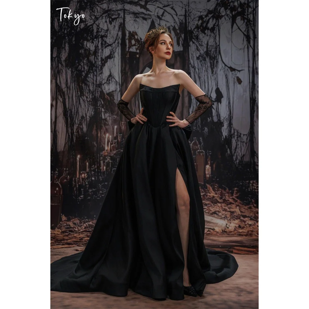 Tokyo Strapless High Slit Satin Corset Prom Dress Gothic Evening Gown Detachable Lace Gloves For Wedding Formal Evening Party
Tokyo Strapless High Slit Satin Corset Prom Dress Gothic Evening Gown Detachable Lace Gloves For Wedding Formal Evening Party