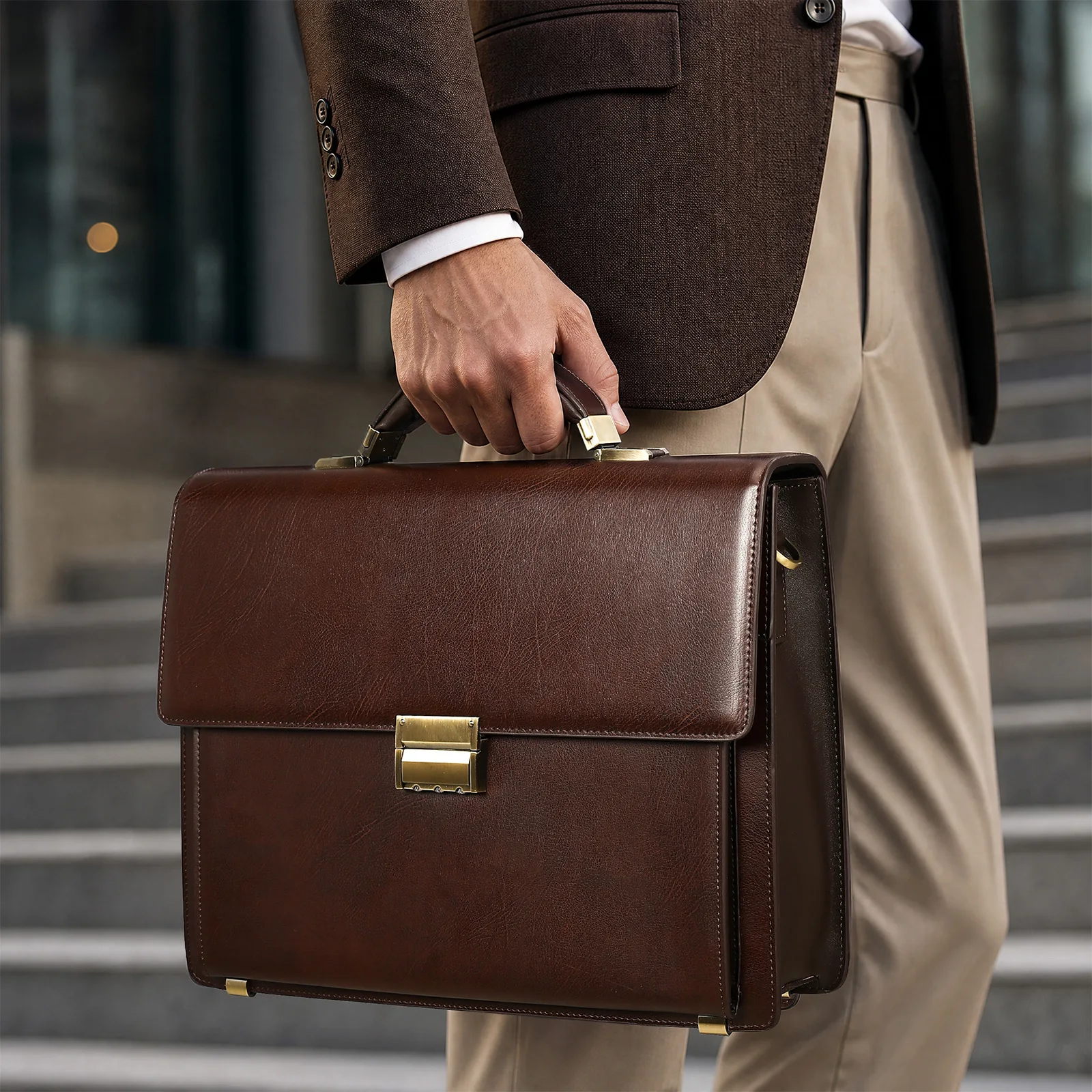 Men's Genuine Leather Briefcase with Combination Lock, Anti-Theft Business Laptop Bag, Top Cowhide Shoulder Handbag for Office
Men's Genuine Leather Briefcase with Combination Lock, Anti-Theft Business Laptop Bag, Top Cowhide Shoulder Handbag for Office