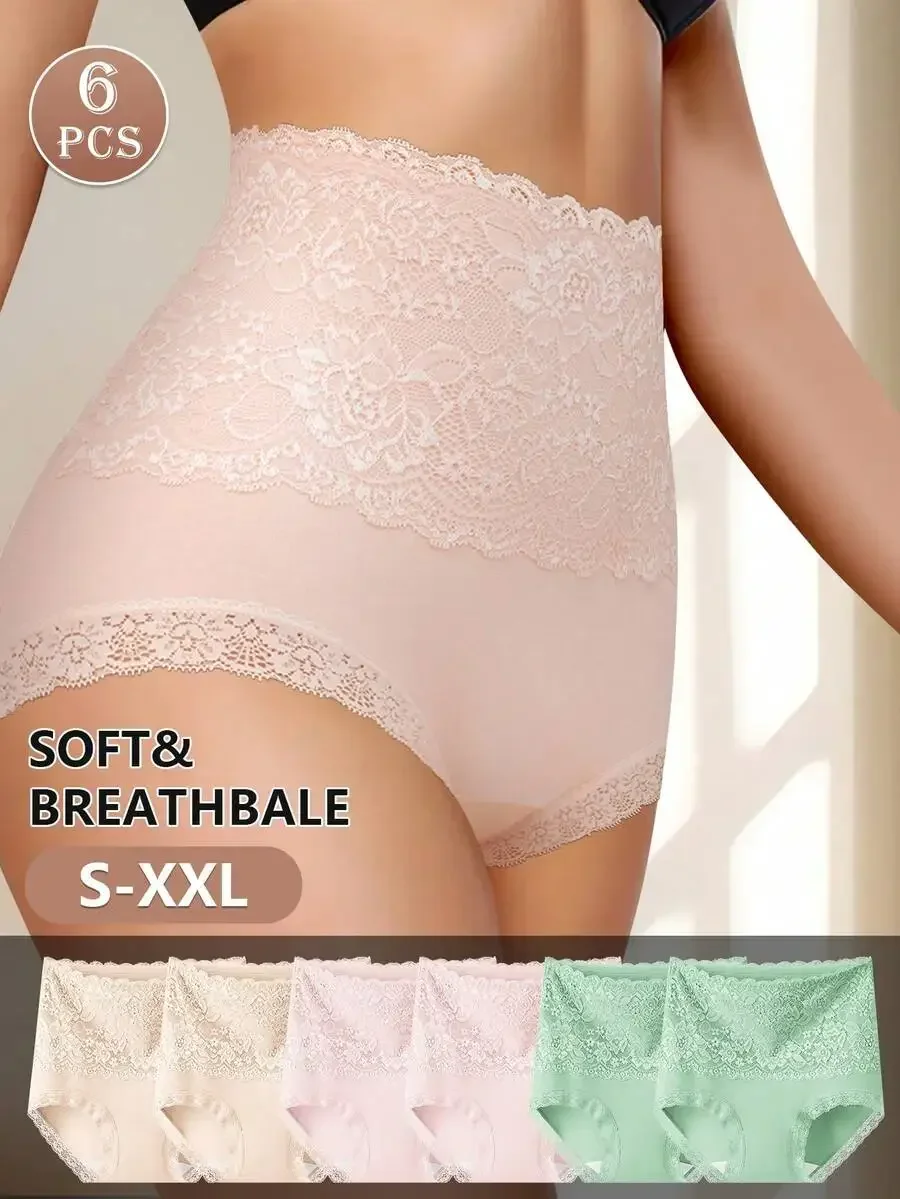 6-Pack Women’s High-Waisted Lace Briefs, Soft Breathable Fabric With Floral Lace Trim, S-XXL, 3 Colors
6-Pack Women’s High-Waisted Lace Briefs, Soft Breathable Fabric With Floral Lace Trim, S-XXL, 3 Colors