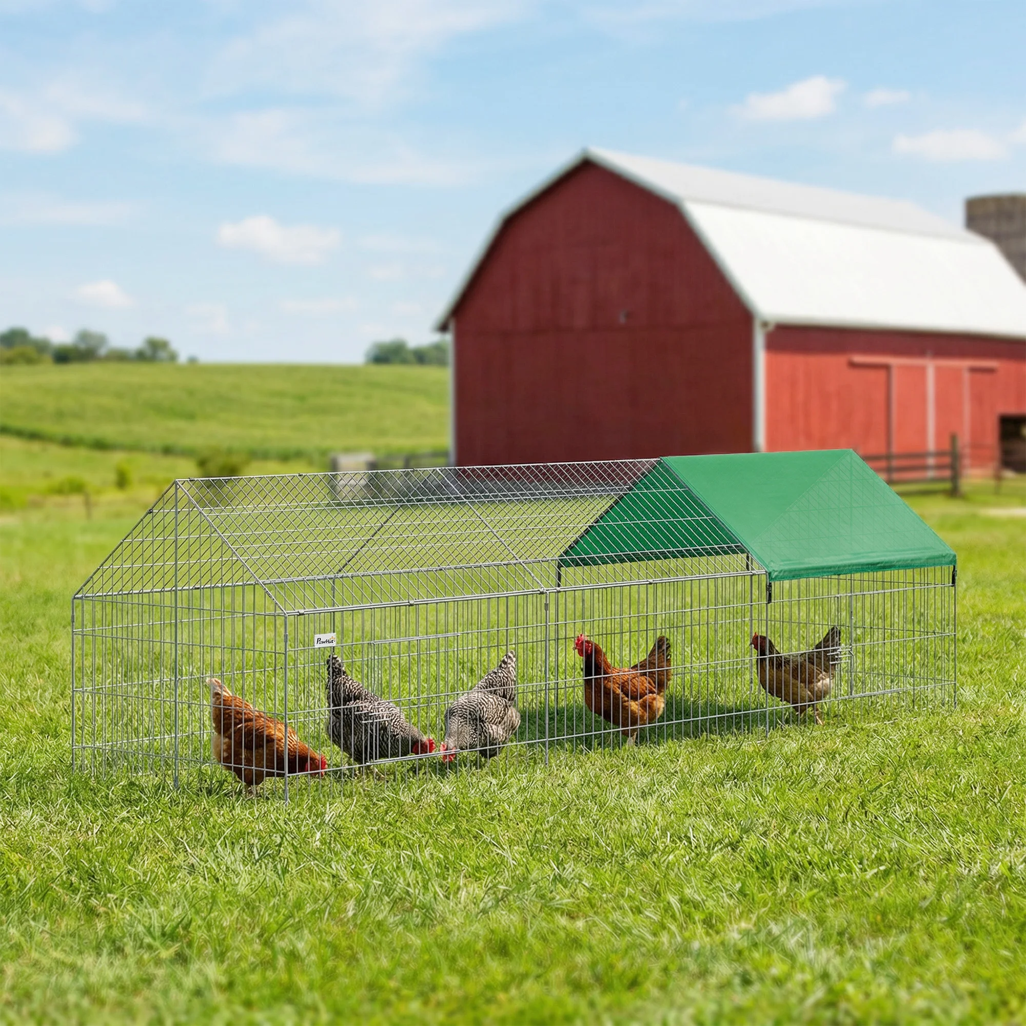Metal Chicken Coop with UV-Resistant Cover for Rabbits, Ducks, Turtles, Guinea Pigs, 106" x 29.5" x 29.5", Green
Metal Chicken Coop with UV-Resistant Cover for Rabbits, Ducks, Turtles, Guinea Pigs, 106" x 29.5" x 29.5", Green