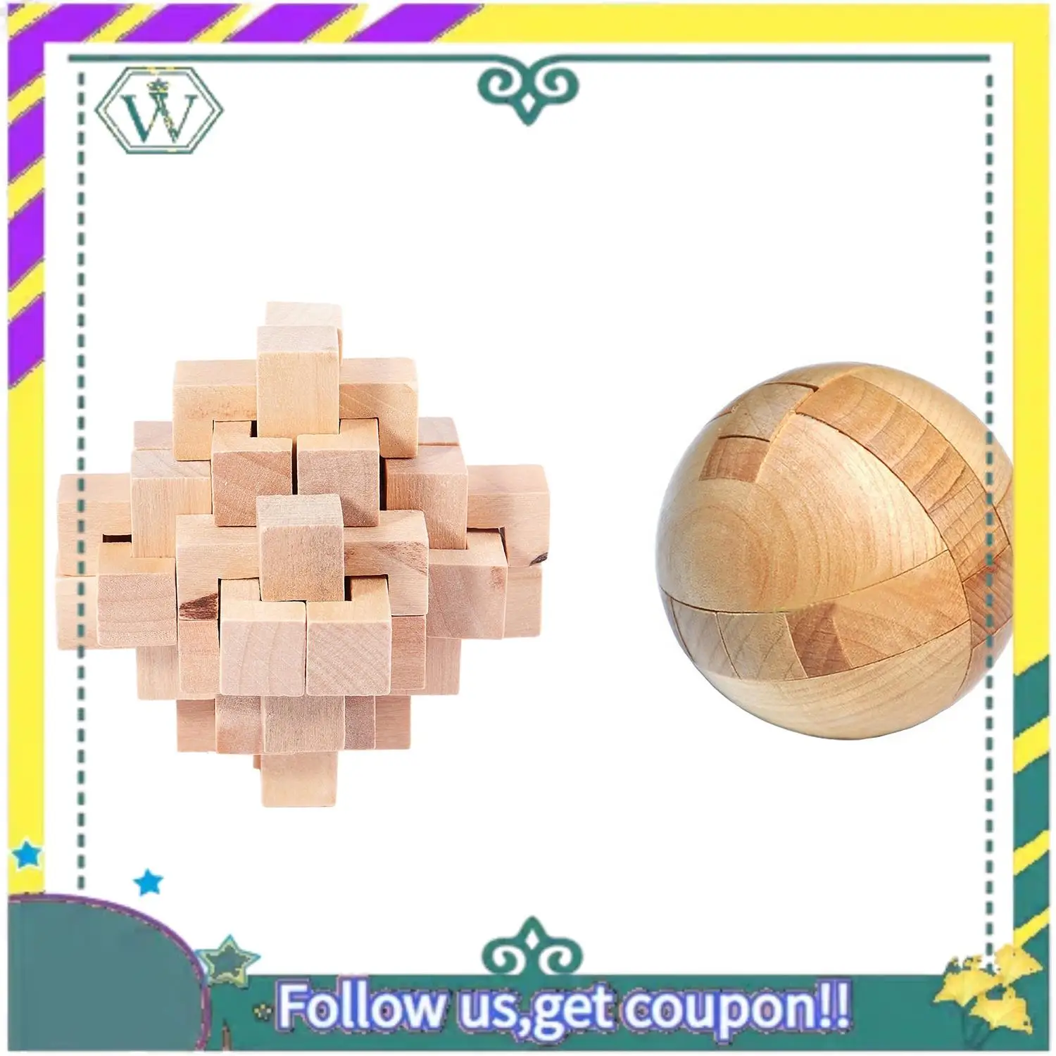 (New) Wood Puzzle Brain Teaser Toy Games For Adults / Kids & Wooden Puzzle Magic Ball Brain Teasers Toy Intelligence Game Sphere
(New) Wood Puzzle Brain Teaser Toy Games For Adults / Kids & Wooden Puzzle Magic Ball Brain Teasers Toy Intelligence Game Sphere