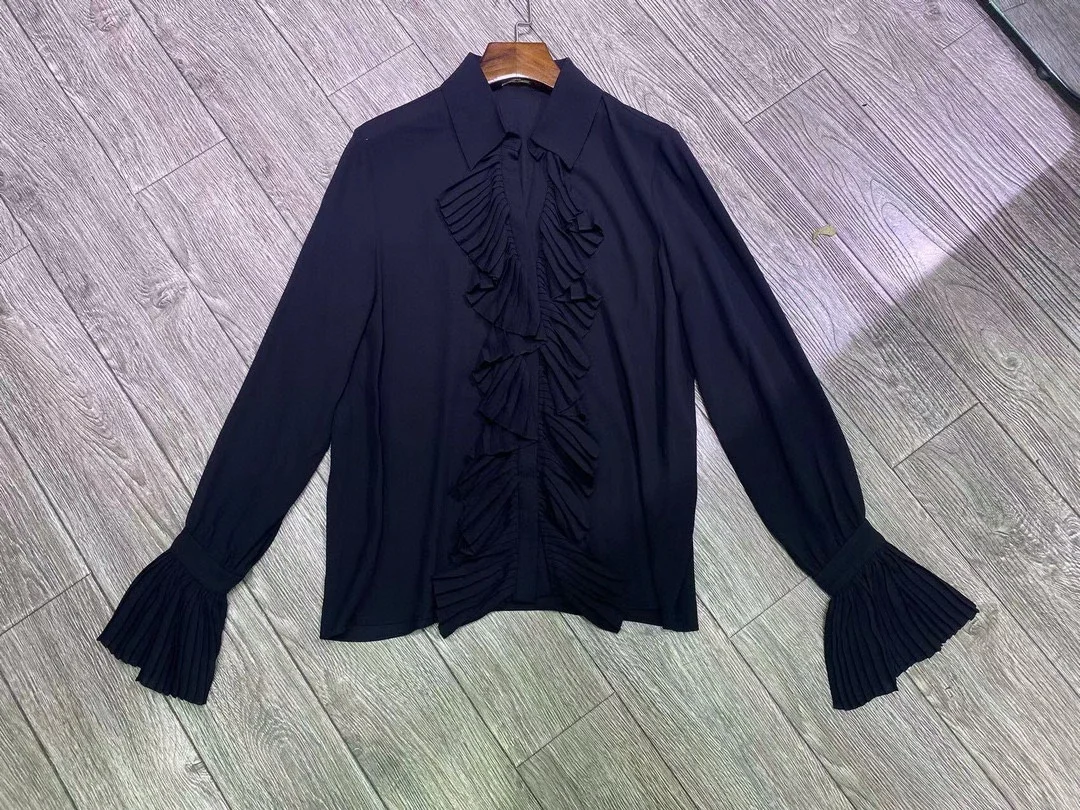 Ruffles Stitching Women 2-Colors Shirt Flare Sleeve Turn-down Collar Fashion Ladies Blouse
Ruffles Stitching Women 2-Colors Shirt Flare Sleeve Turn-down Collar Fashion Ladies Blouse