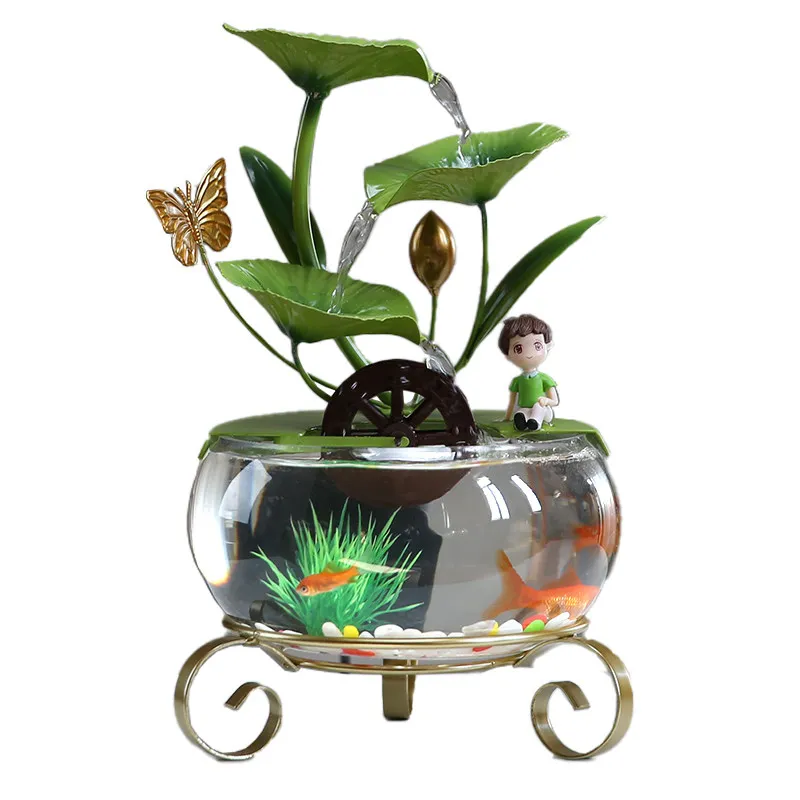 Yjq small fish tank flowing water ornament circulating water goldfish landscaping simulation plant living room home decoration
Yjq small fish tank flowing water ornament circulating water goldfish landscaping simulation plant living room home decoration