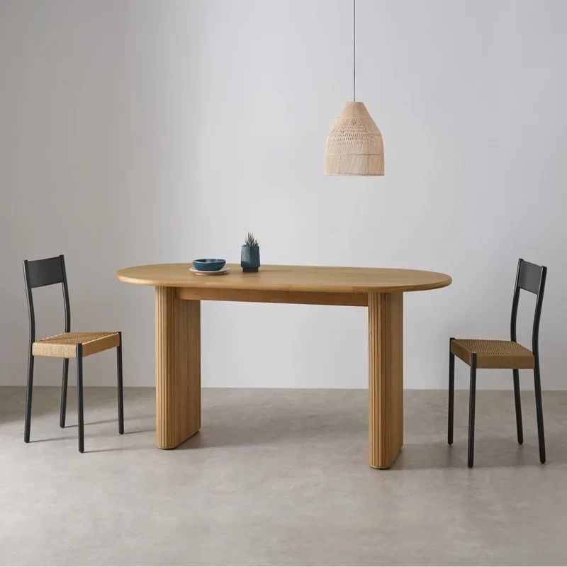 Nordic light luxury all solid wood dining table modern simple oval home living room log long table
Nordic light luxury all solid wood dining table modern simple oval home living room log long table