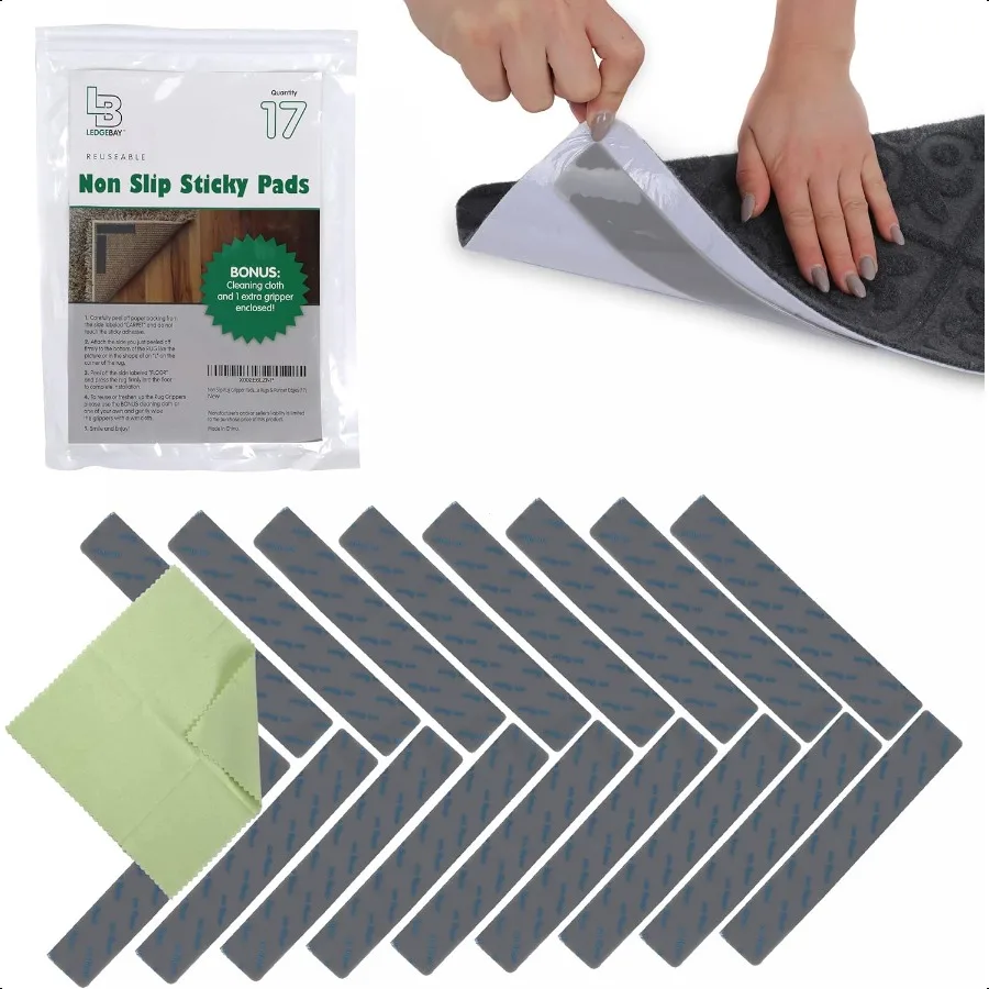 Rug Pad Grippers for Area Rugs Pack of 17 Reusable No Skid Washable AntiSlip Pads Rug Gripper for Hardwood Floors and Tile with
Rug Pad Grippers for Area Rugs Pack of 17 Reusable No Skid Washable AntiSlip Pads Rug Gripper for Hardwood Floors and Tile with