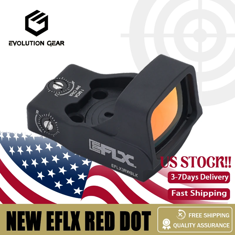 EVOLUTION GEAR NEW EFLX Laser Reflex Red Dot Sight Deluxe Ver. with Full Original Markings for Hunting Airsoft, DPP Footprint
EVOLUTION GEAR NEW EFLX Laser Reflex Red Dot Sight Deluxe Ver. with Full Original Markings for Hunting Airsoft, DPP Footprint