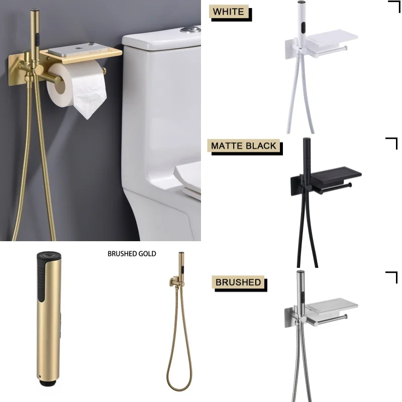Brushed Gold Bidet Faucet Hand Protable Toilet Bidet Toilet Bidet Faucet Bathroom Shower Head With Cover Paper Holder
Brushed Gold Bidet Faucet Hand Protable Toilet Bidet Toilet Bidet Faucet Bathroom Shower Head With Cover Paper Holder