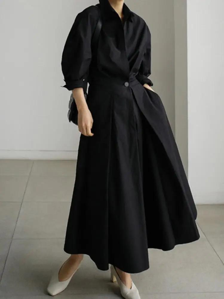 Bonboho Spring Summer Women's Dress Solid Color Lapel Collar Long Sleeves Shirt Dress Loose Fit High Waisted Midi Dresses
Bonboho Spring Summer Women's Dress Solid Color Lapel Collar Long Sleeves Shirt Dress Loose Fit High Waisted Midi Dresses