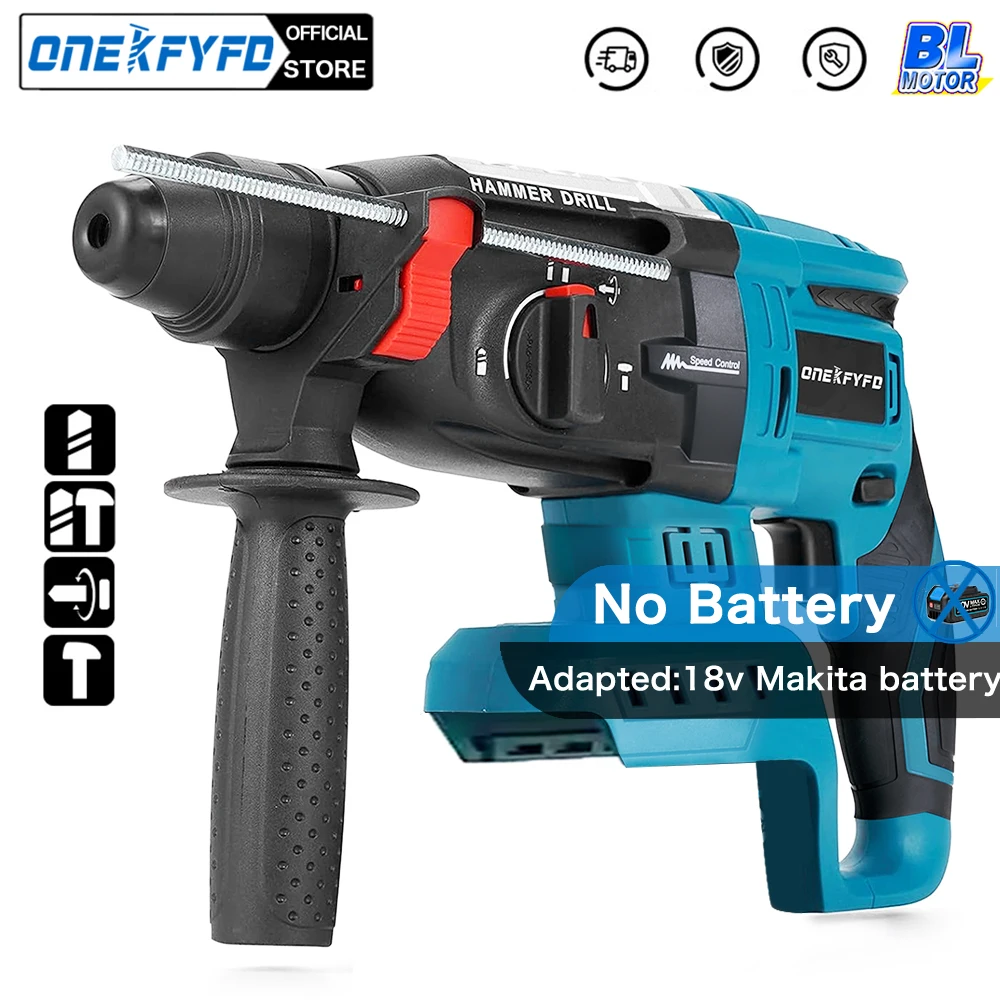 28mm Brushless Electric Hammer Drill Multifunctional Rotary Hammer Cordless Impact Hammer Power Tools For Makita 18V Battery
28mm Brushless Electric Hammer Drill Multifunctional Rotary Hammer Cordless Impact Hammer Power Tools For Makita 18V Battery