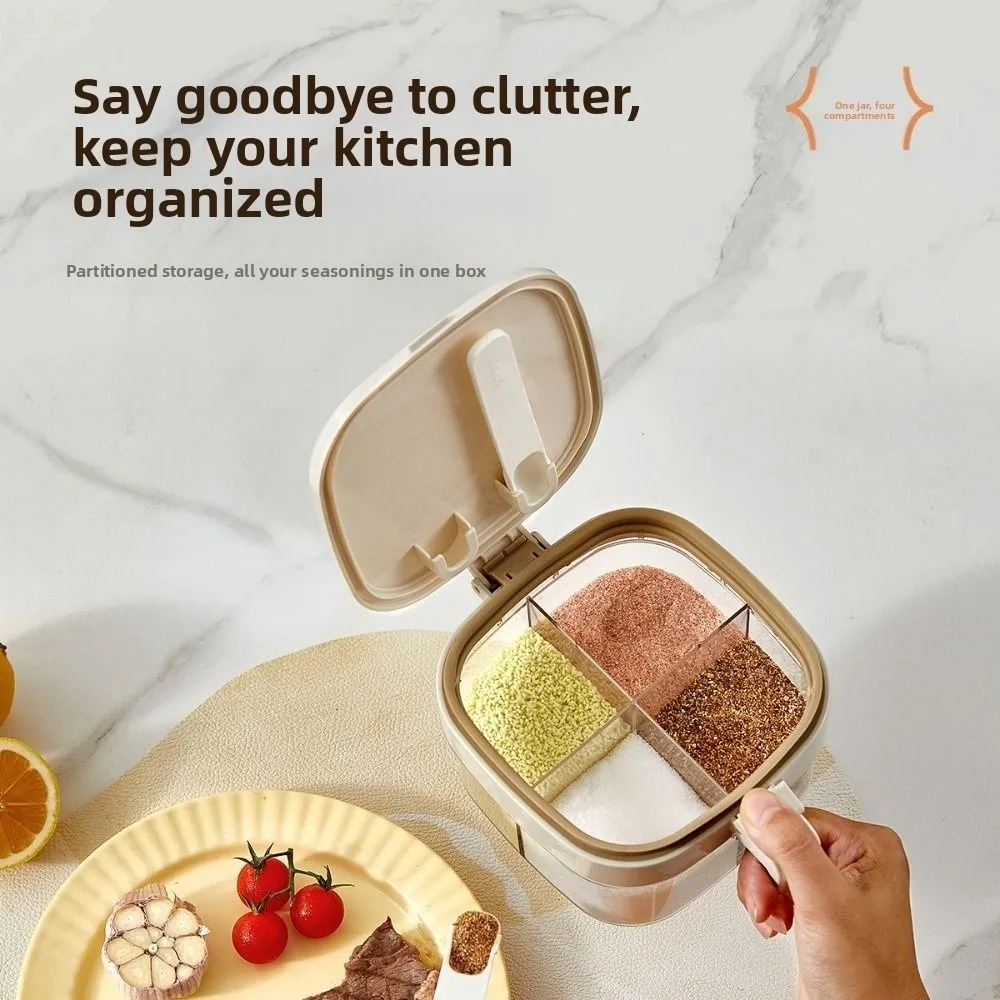 Glass Sealed Seasoning Jar 4 Grids Leak-proof Condiment Storage Container Dustproof Large Capacity Kitchen Salt Box
Glass Sealed Seasoning Jar 4 Grids Leak-proof Condiment Storage Container Dustproof Large Capacity Kitchen Salt Box