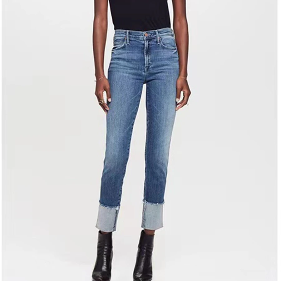 Maxdutti Summer Woman Clothes Women's Denim Pants High-waisted Deep Blue Slim-fit Straight-leg Cropped Fisherman Jeans For Women
Maxdutti Summer Woman Clothes Women's Denim Pants High-waisted Deep Blue Slim-fit Straight-leg Cropped Fisherman Jeans For Women