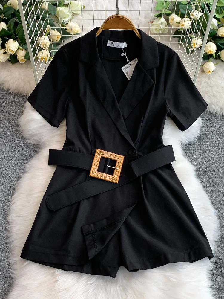 Summer New Sle ort Sve Suit Collar ort Pants One-Piece High Waist Belt Slimming Wide Leg ort orts Women's Faion
Summer New Sle ort Sve Suit Collar ort Pants One-Piece High Waist Belt Slimming Wide Leg ort orts Women's Faion