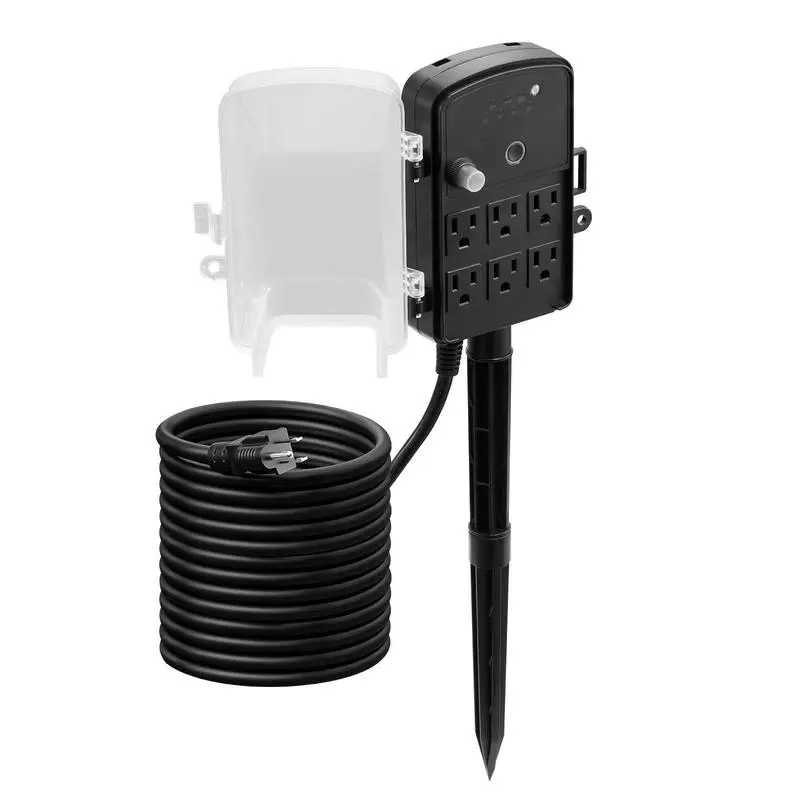 Outdoor Power Stake, 25FT Extension Cord, Outdoor Power Strip Weatherproof with Cover, Remote Control Dusk to Dawn Light Timer Waterproof, 6 Outlets, 1875W/15A, for Christmas Lights, Garden
Outdoor Power Stake, 25FT Extension Cord, Outdoor Power Strip Weatherproof with Cover, Remote Control Dusk to Dawn Light Timer Waterproof, 6 Outlets, 1875W/15A, for Christmas Lights, Garden