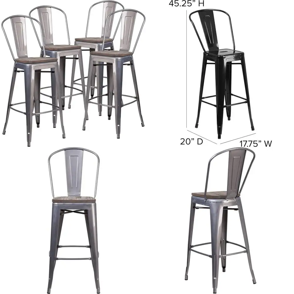 30 Tall Black Metal Barstool with Detachable Back, Suitable for Indoor and Outdoor Use
30 Tall Black Metal Barstool with Detachable Back, Suitable for Indoor and Outdoor Use