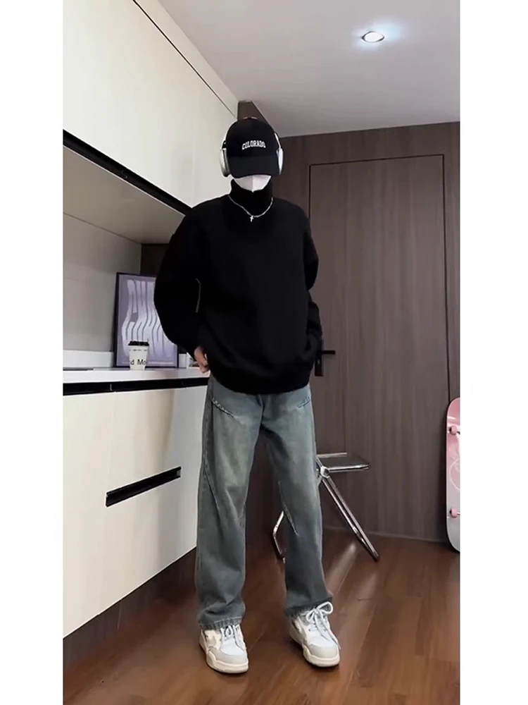Winter Thiened Fce Lined High Collar Knitted Sweater Men's Bla Korean Sle Casual Long Sve Loose Fit Base Layer Top
Winter Thiened Fce Lined High Collar Knitted Sweater Men's Bla Korean Sle Casual Long Sve Loose Fit Base Layer Top
