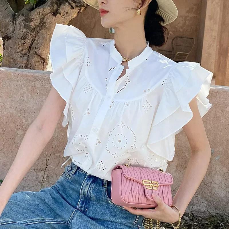 Chic White Blouse With French Style And Ruffle Sleeves Perfect For Summer Elegance And Charm Women's Fashion And Trendy
Chic White Blouse With French Style And Ruffle Sleeves Perfect For Summer Elegance And Charm Women's Fashion And Trendy