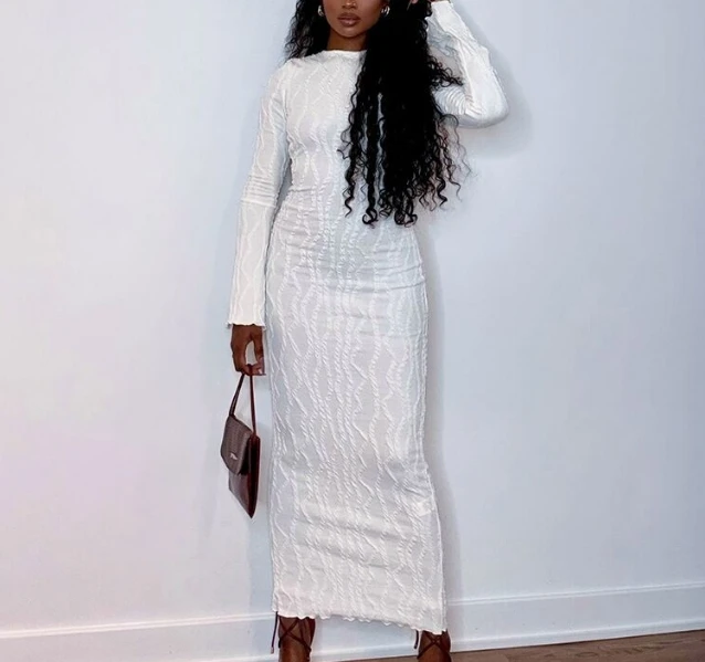 Women's Clothing Elegant Dresses Pullover Casual Solid Round Neck Long Sleeve Wrinkles Design High Waist Bodycon Maxi Dress
Women's Clothing Elegant Dresses Pullover Casual Solid Round Neck Long Sleeve Wrinkles Design High Waist Bodycon Maxi Dress