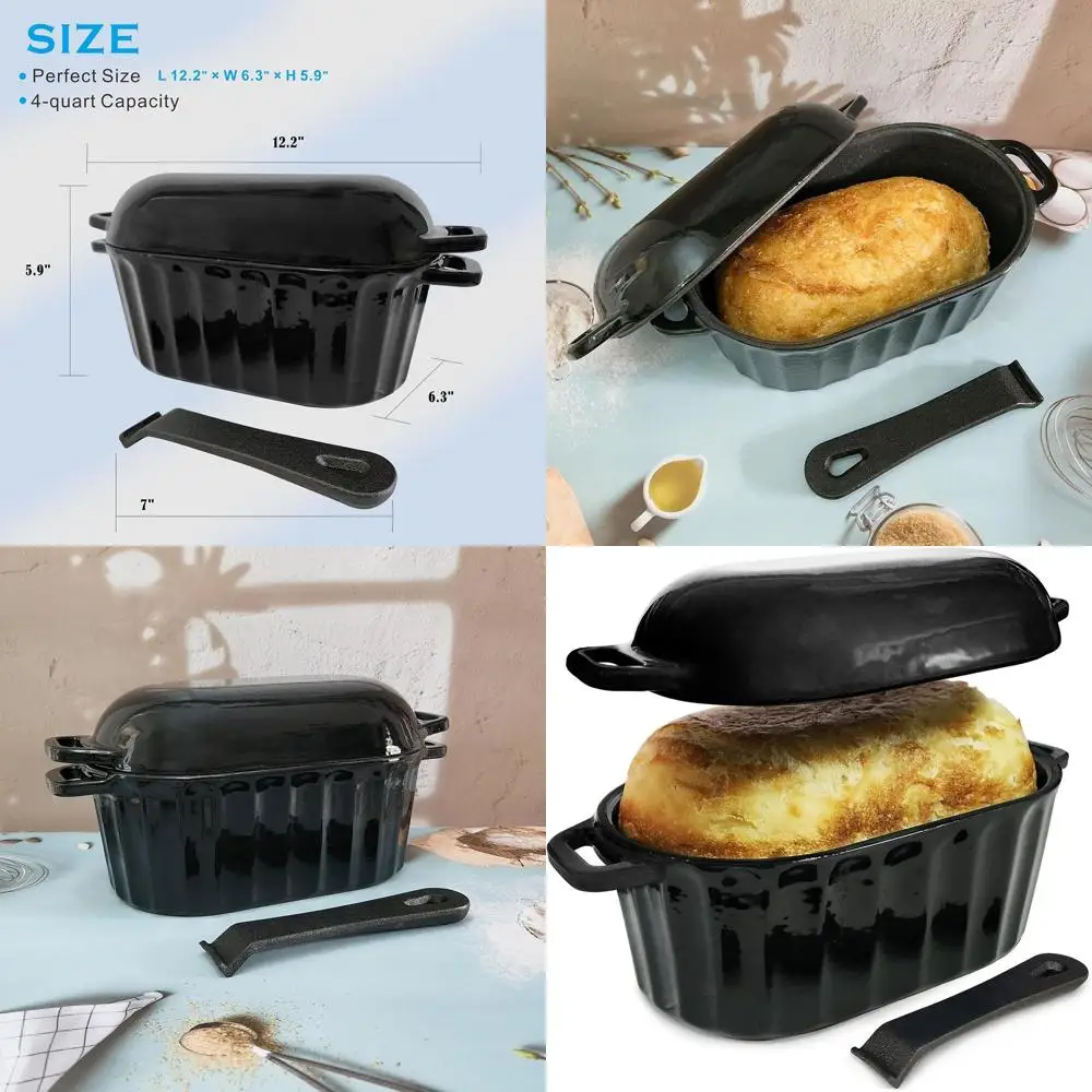 Enameled Cast Iron Bread Pan with Lid, Large Oval Sourdough Loaf Baking Dish, 4 Qt, Dishwasher Safe
Enameled Cast Iron Bread Pan with Lid, Large Oval Sourdough Loaf Baking Dish, 4 Qt, Dishwasher Safe