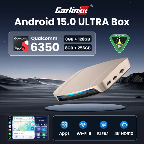 NEW CarlinKit Android 15.0 Ultra SM6350 CarPlay Ai Box Android Auto CarPlay Wireless Adapter Support Youtube Netfilx IPTV GNSS