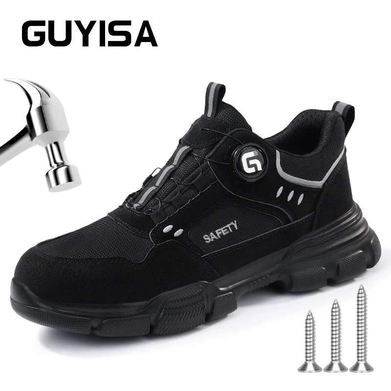 GUYISA Men's Safety Shoes Steel Toes Light&Comfortable Breathable Anti Smash Safety Shoes Black F155BK
GUYISA Men's Safety Shoes Steel Toes Light&Comfortable Breathable Anti Smash Safety Shoes Black F155BK