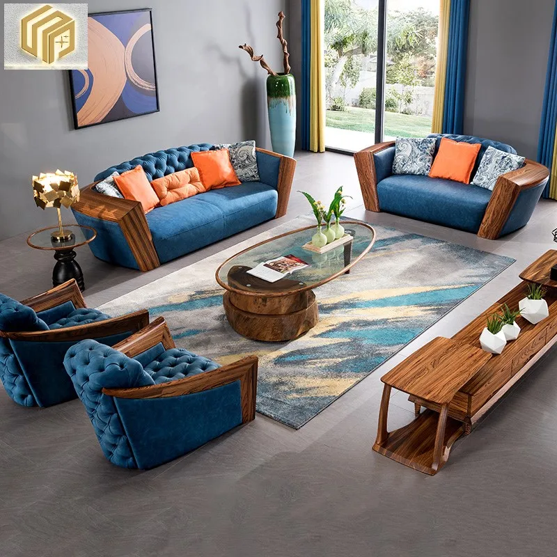 European style leather sofa, modern and minimalist new Chinese style villa living room, solid wood large unit combination
European style leather sofa, modern and minimalist new Chinese style villa living room, solid wood large unit combination
