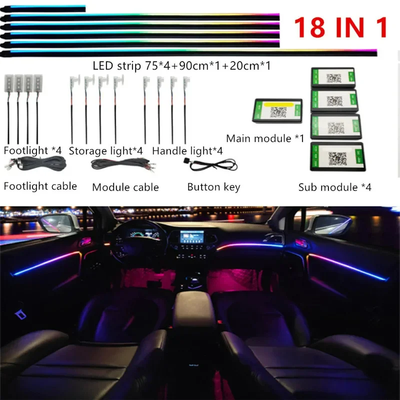 Universal Symphony Car LED Ambient Light 64 RGB Color Car Interior Acrylic Light Guide Decoration Atmosphere Light 18 in 1
Universal Symphony Car LED Ambient Light 64 RGB Color Car Interior Acrylic Light Guide Decoration Atmosphere Light 18 in 1