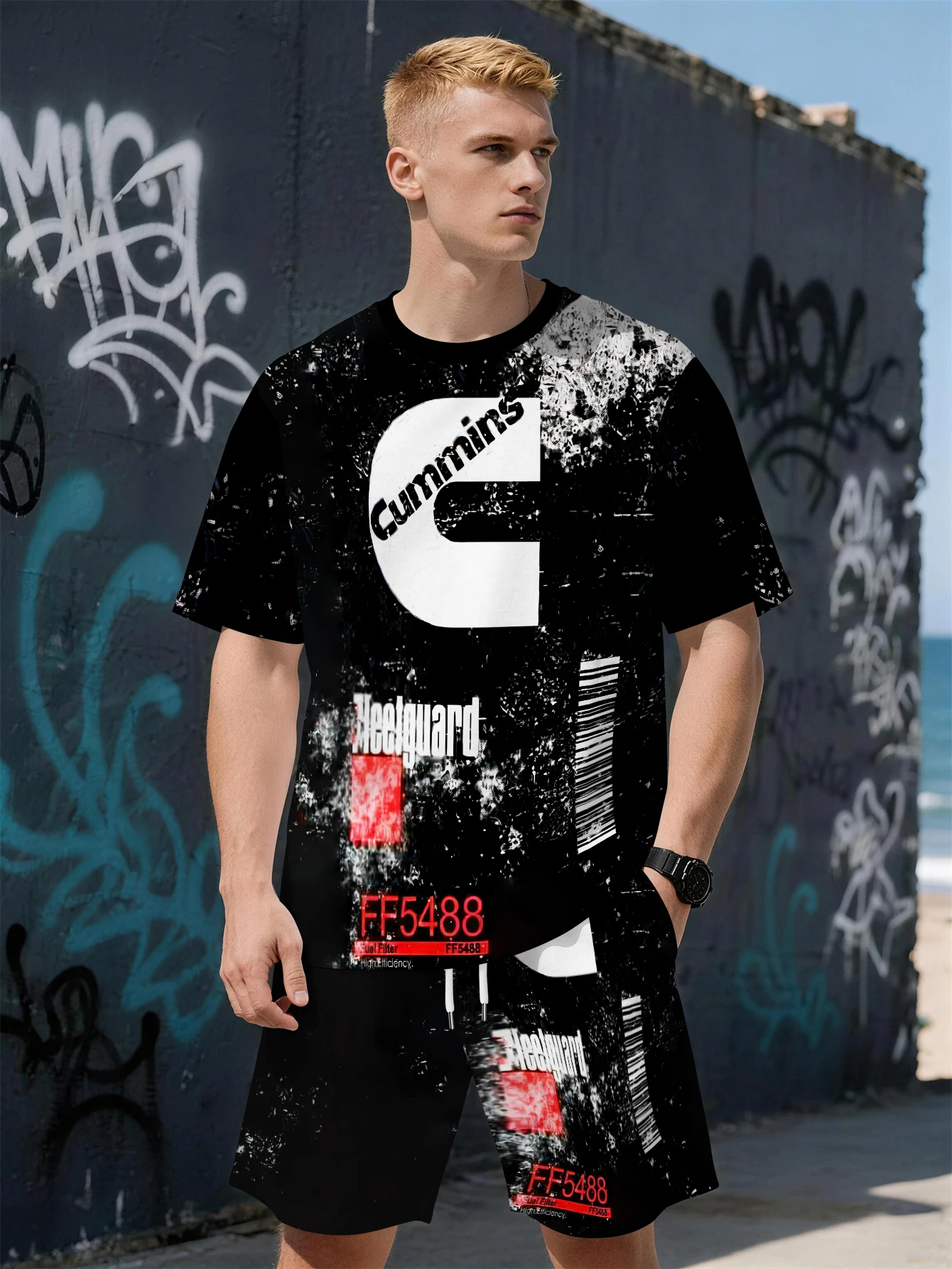 2026 Summer New Men's Short-Sleeved Set with 3D Trendy Brand Letter Print Fashionable Street Style Comfortable and Soft
2026 Summer New Men's Short-Sleeved Set with 3D Trendy Brand Letter Print Fashionable Street Style Comfortable and Soft