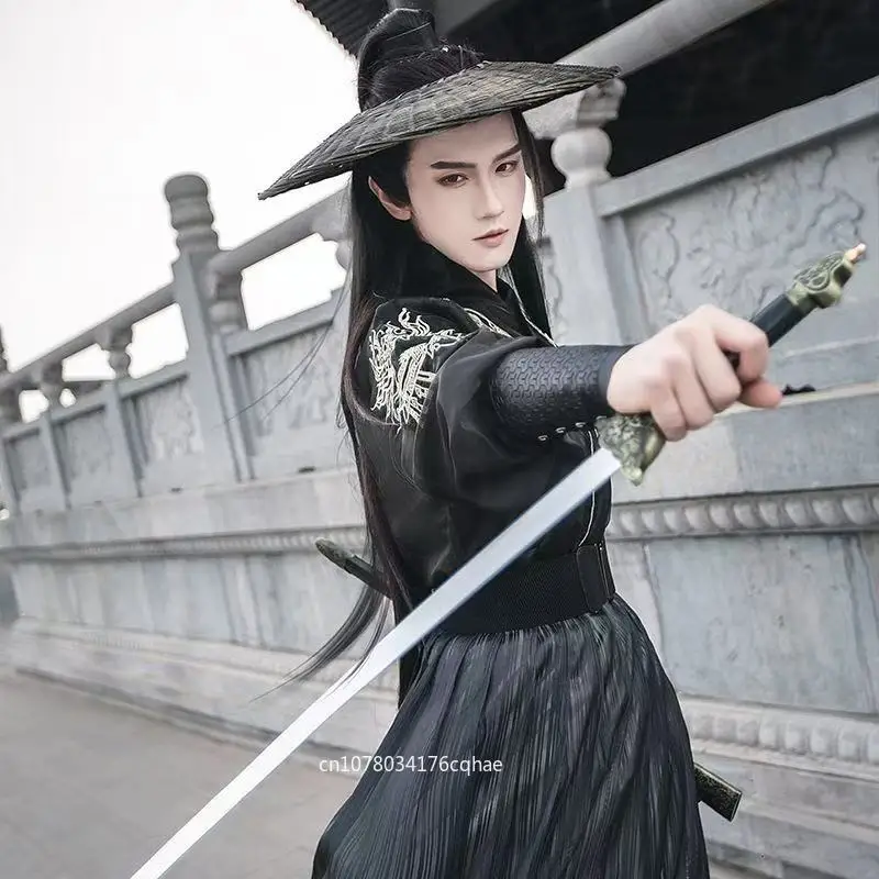 3XL Cool Black Men's Hanfu Traditional Chinese Cross Collar Embroidered Suit Stylish Boys Halloween Wuxia Martial Cosplay Outfit
3XL Cool Black Men's Hanfu Traditional Chinese Cross Collar Embroidered Suit Stylish Boys Halloween Wuxia Martial Cosplay Outfit